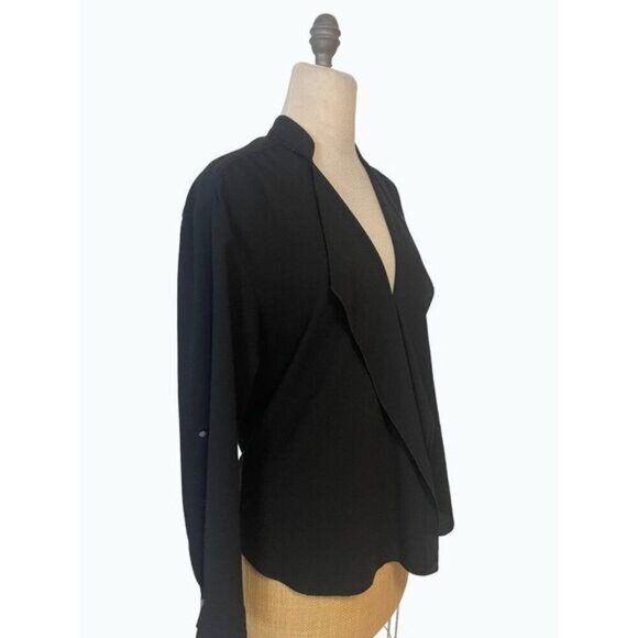 Alberto Makali Black Ruffle Blouse Top Medium - Picture 2 of 4